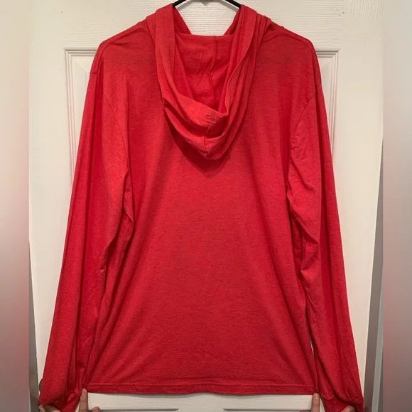 Men’s custom L Dutch Bros long sleeve red hoodie t-shirt with “Dutch Funk” logo. - Picture 2 of 10